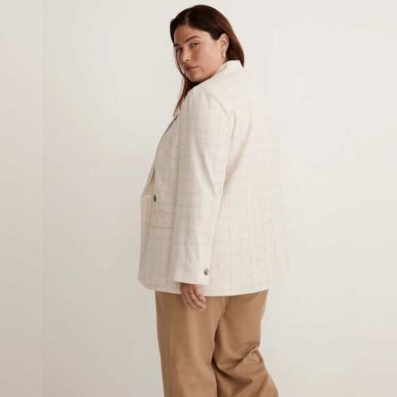 NWT Madewell The Plus Caldwell Double-Breasted Blazer in Ghent Plaid - Picture 4 of 10